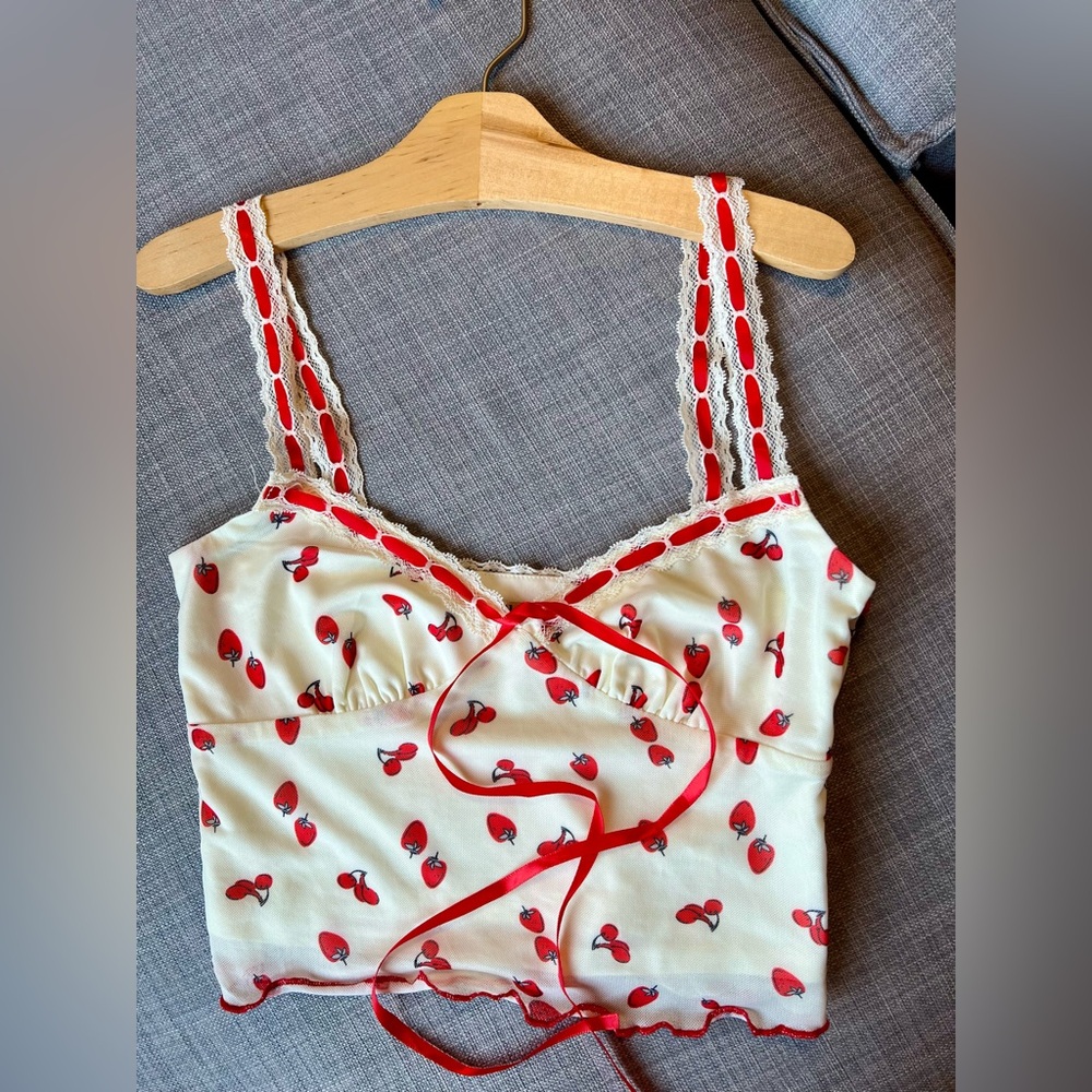 Cute Cherry Print Lace Trim Tee! 🍒 - Bailey Rose by Simons